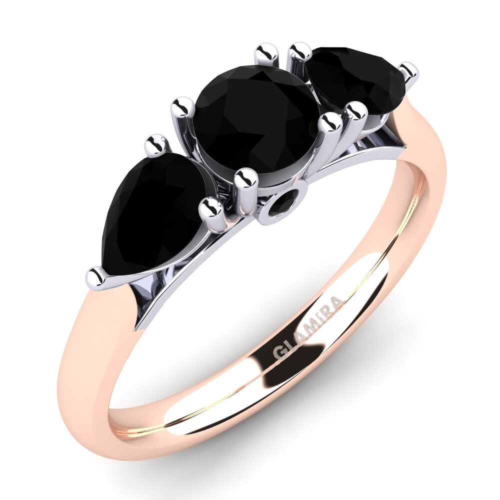 Or Rose & Blanc 585 Diamant Noir Bague de fiançailles Nettle