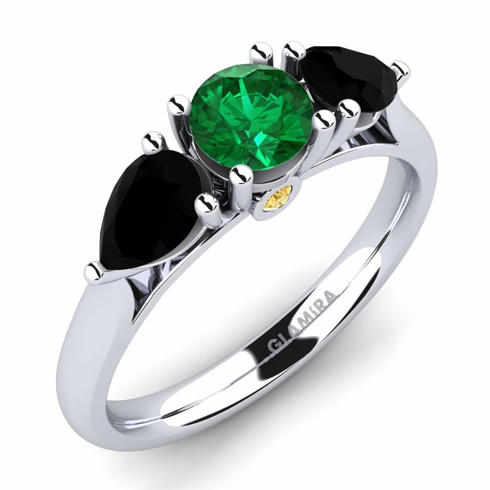 3 & 5 Stones Emerald (Lab Created) Engagement Ring Nettle