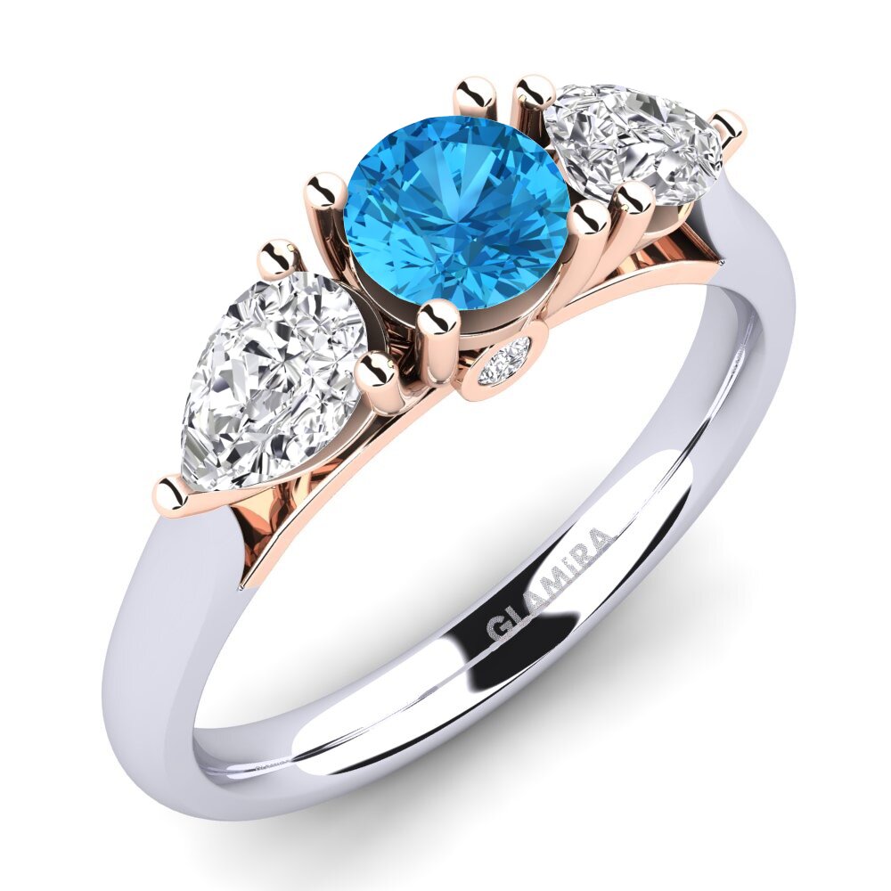 14ct White & Rose Gold Blue Topaz Engagement Ring Nettle