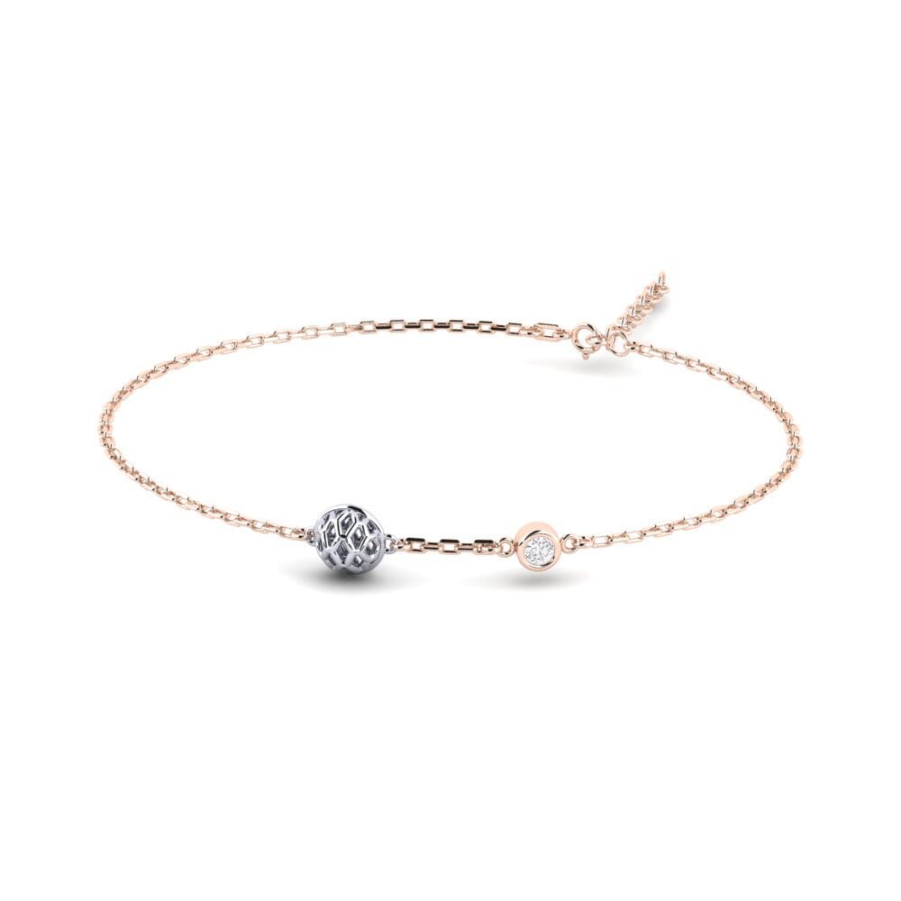 9ct Rose & White Gold White sapphire Women's Bracelet Neuvieme