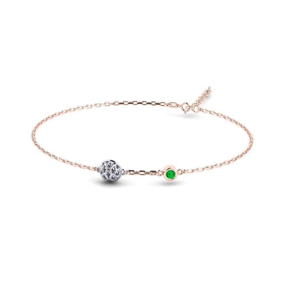 9ct Rose & White Gold Emerald Women's Bracelet Neuvieme