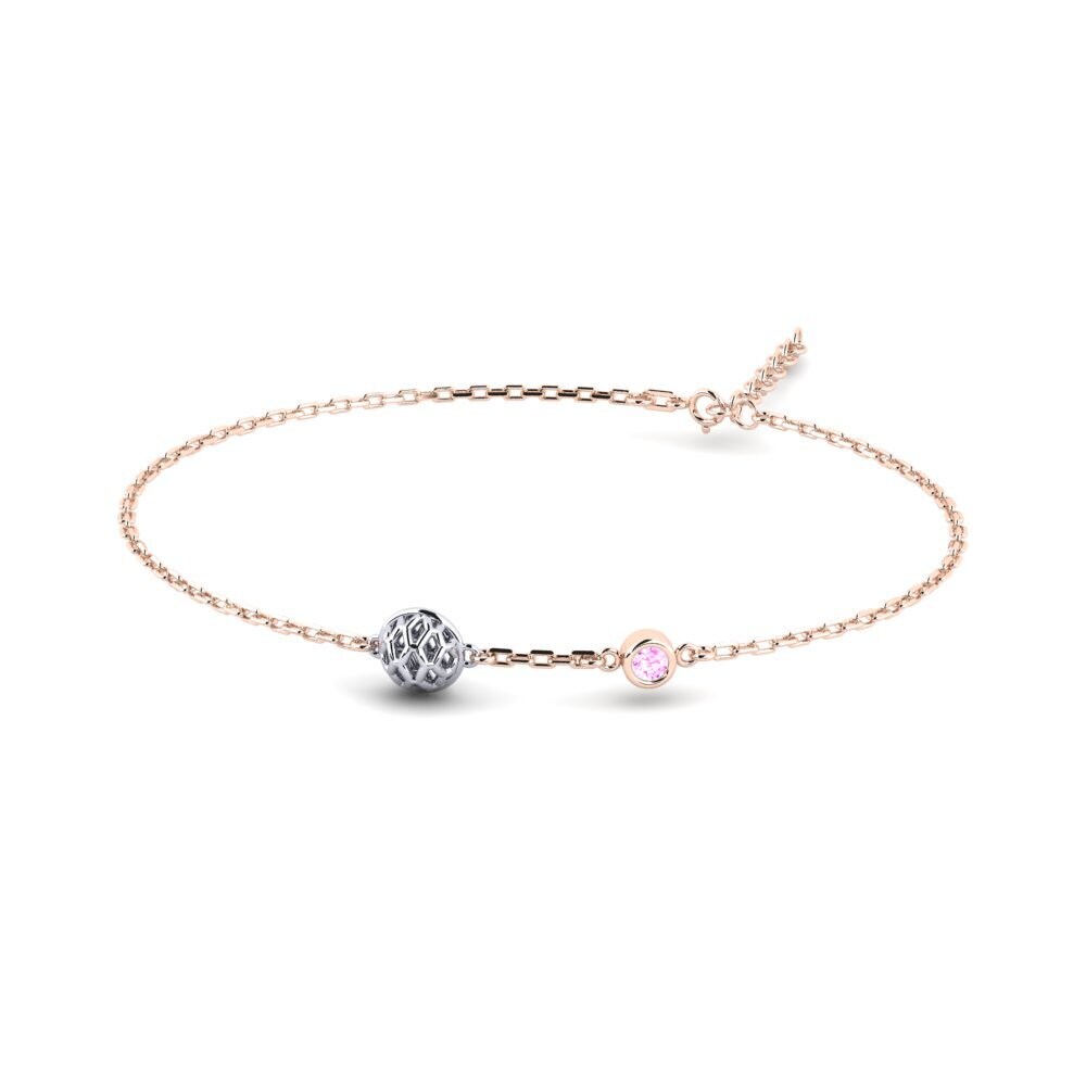 9ct Rose & White Gold Pink Sapphire Women's Bracelet Neuvieme