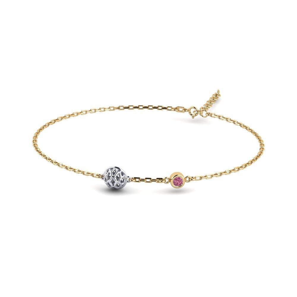 9ct Yellow & White Gold Rhodolite Garnet Women's Bracelet Neuvieme