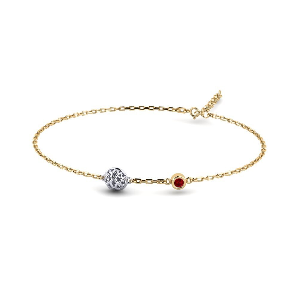 18K Yellow & White Gold Red Zirconia Bracelet Neuvieme