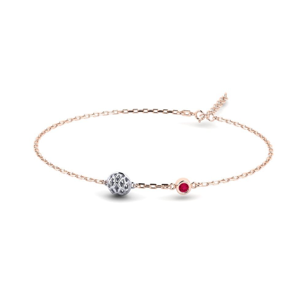 9ct Rose & White Gold Ruby Women's Bracelet Neuvieme
