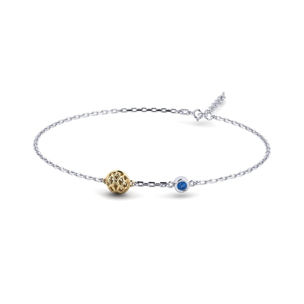 14ct White / Yellow Gold Dark Blue Zirconia Women's Bracelet Neuvieme