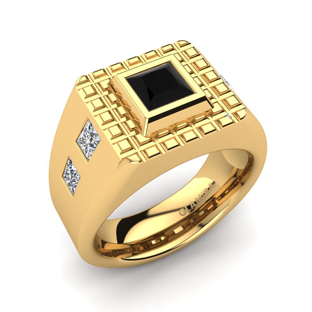 18ct Yellow Gold Black Sapphire Men's Ring Nevada