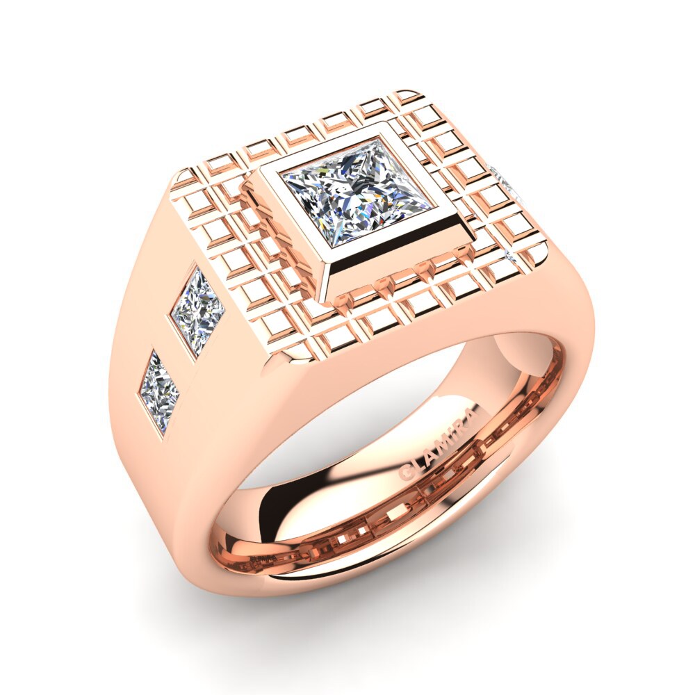 Oro Rosso 585 Moissanite Anello da uomo Nevada