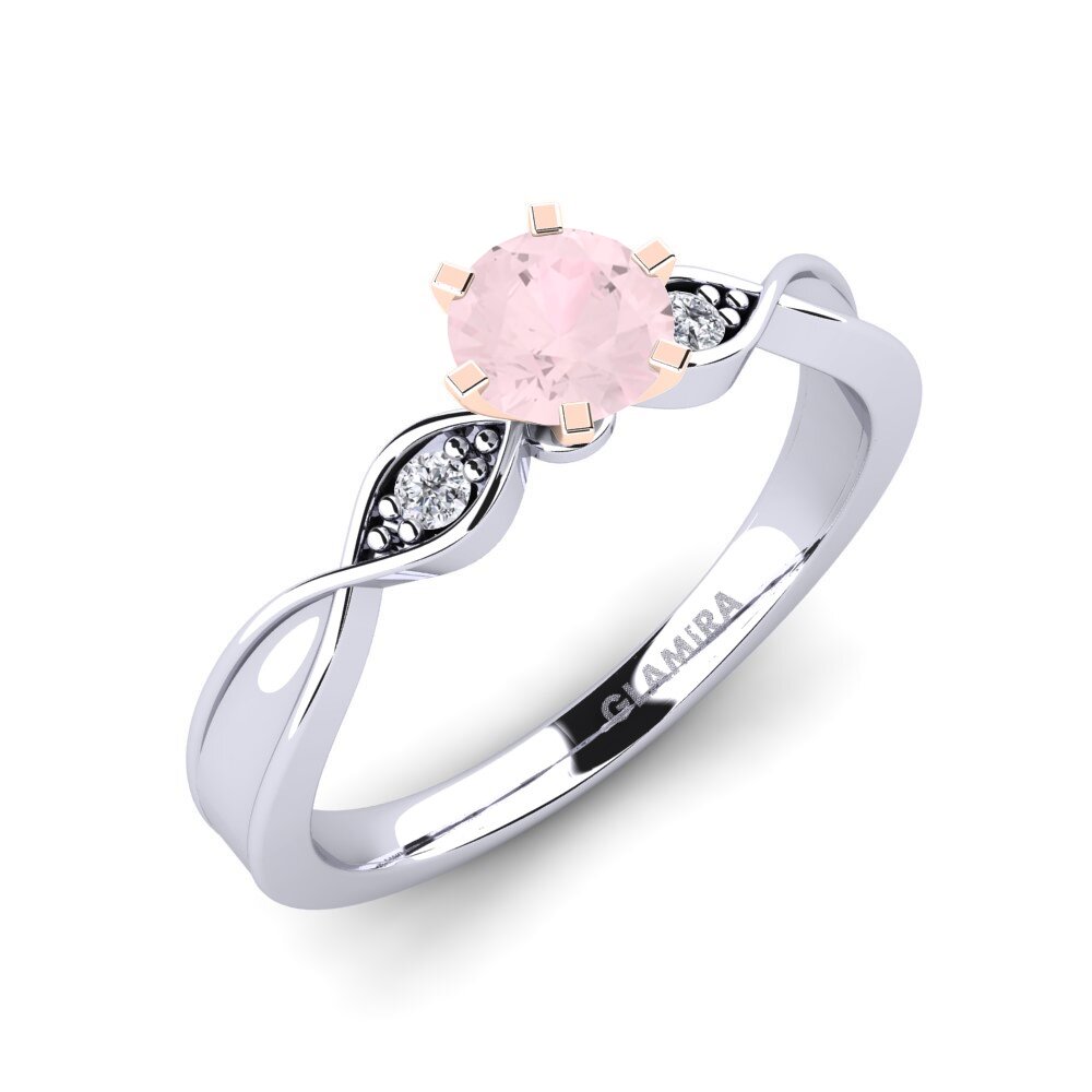 14ct White & Rose Gold Rose Quartz Engagement Ring Neveda 0.5 crt