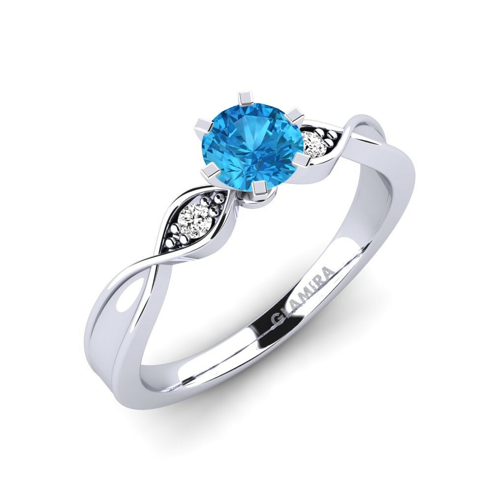 Topacio azul Anillo de compromiso Neveda 0.5 crt