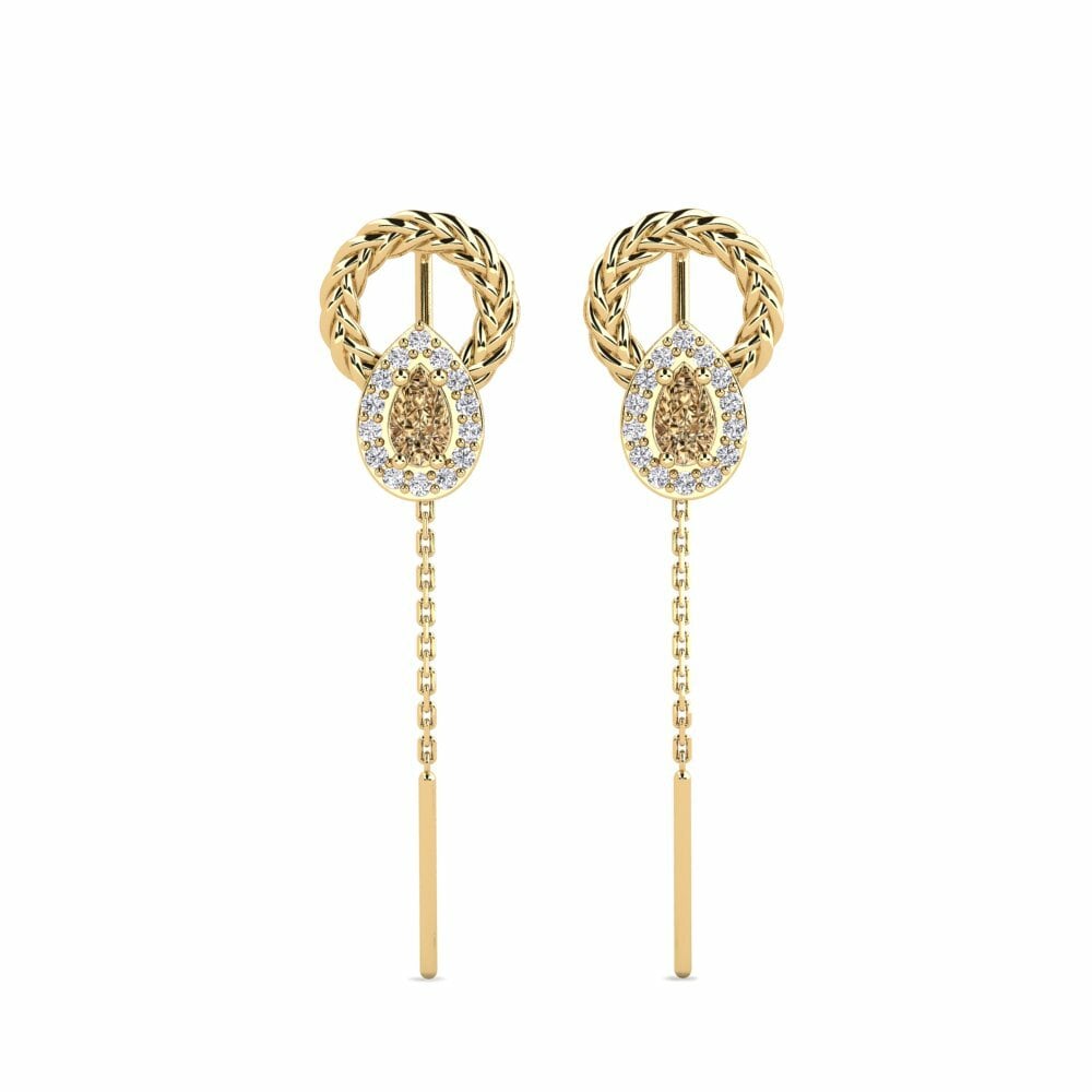 Bruine Diamant Dames Oorbellen Nevinny