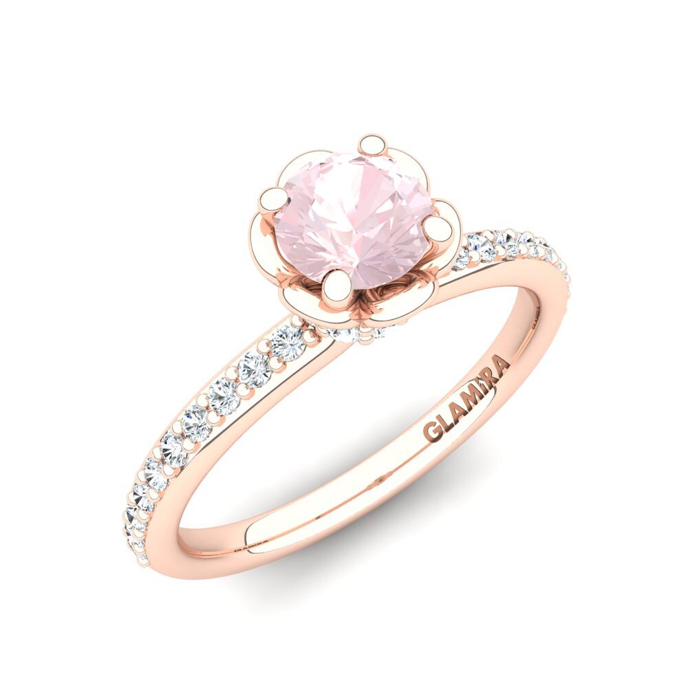 9k Rose Gold Rose Quartz Engagement Ring Ethel