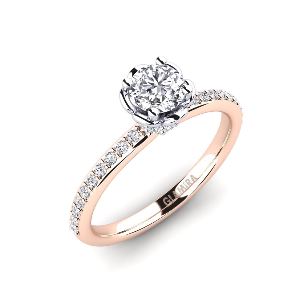 Or Rose & Blanc 14k Bague de fiançailles Ethel