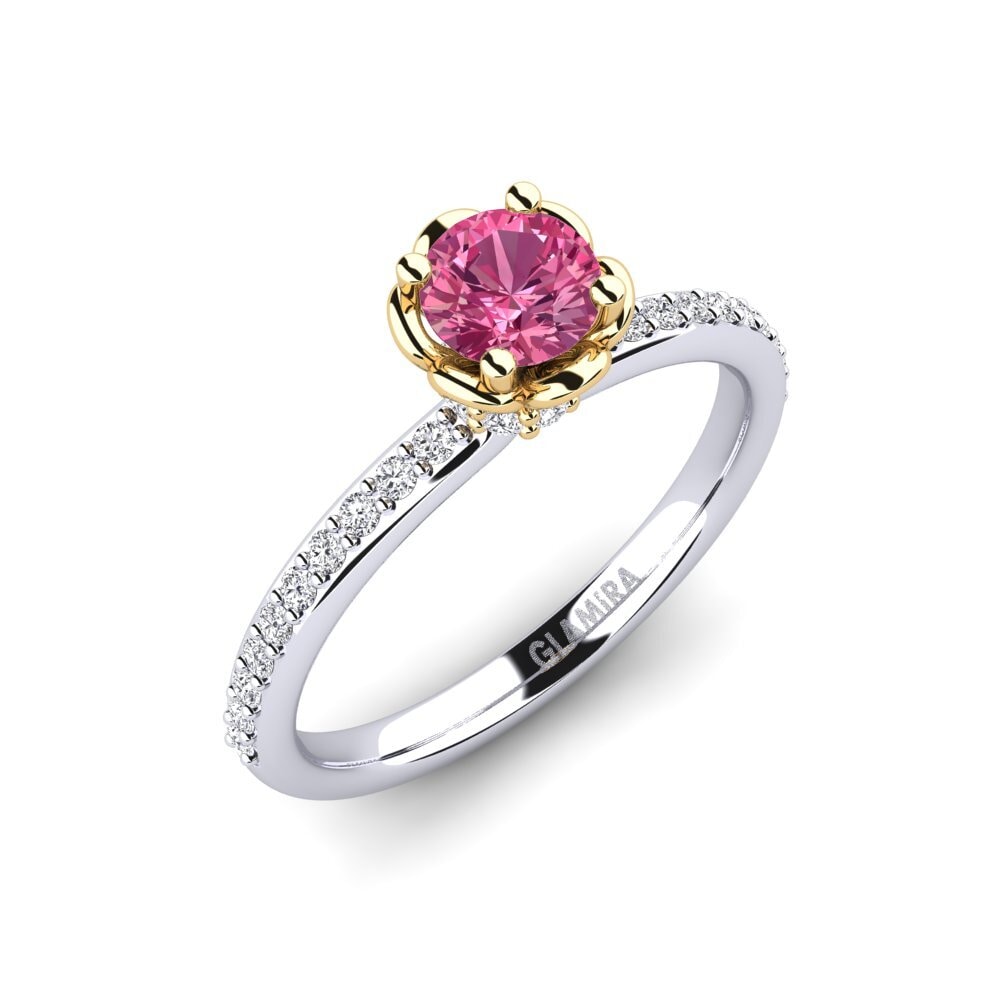 Or Blanc & Jaune 14k Bague de fiançailles Ethel