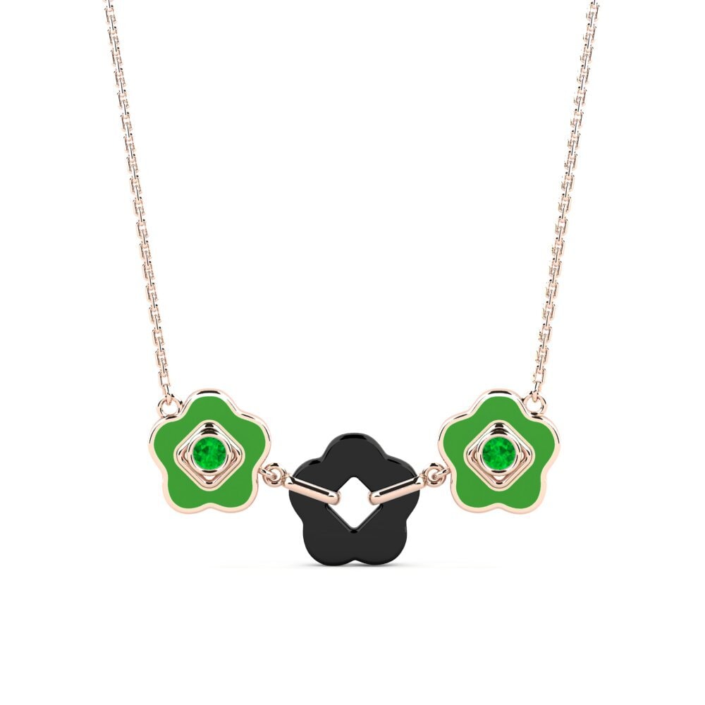 9ct Rose Gold Emerald Women's Necklace Newlon