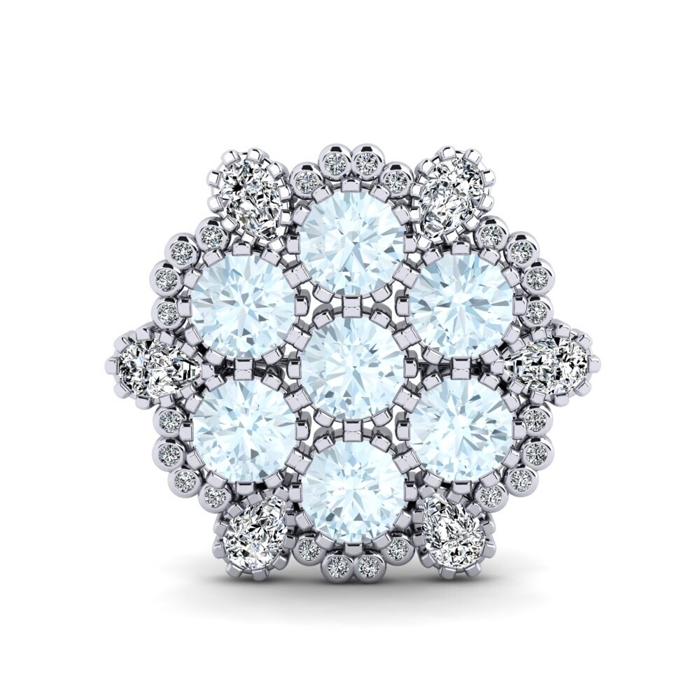 14ct White Gold Aquamarine Brooch Nguyet