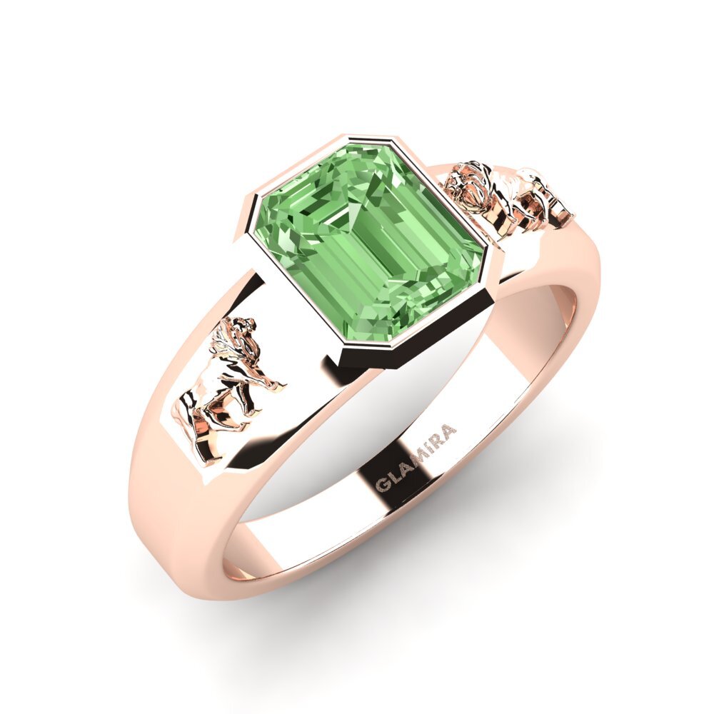 18ct Rose Gold Green Diamond Men's Ring Nicholas