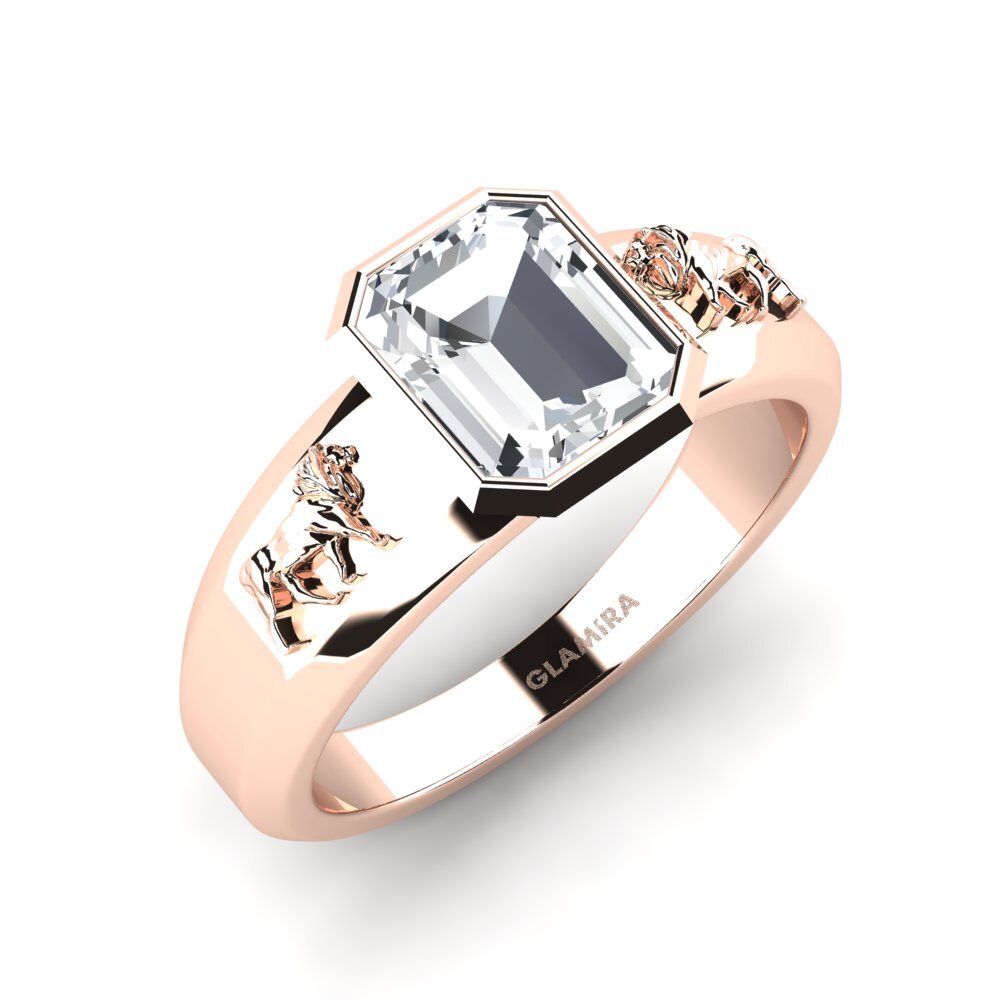 9ct Rose Gold White Zircon Men's Ring Nicholas