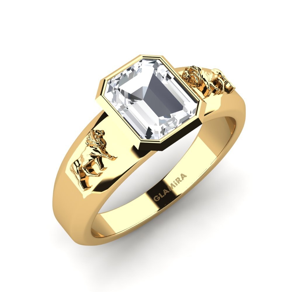 18ct Yellow Gold White Zircon Men's Ring Nicholas