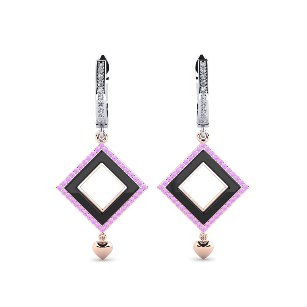 9ct Rose & White Gold Amethyst Women's Earring Nickson
