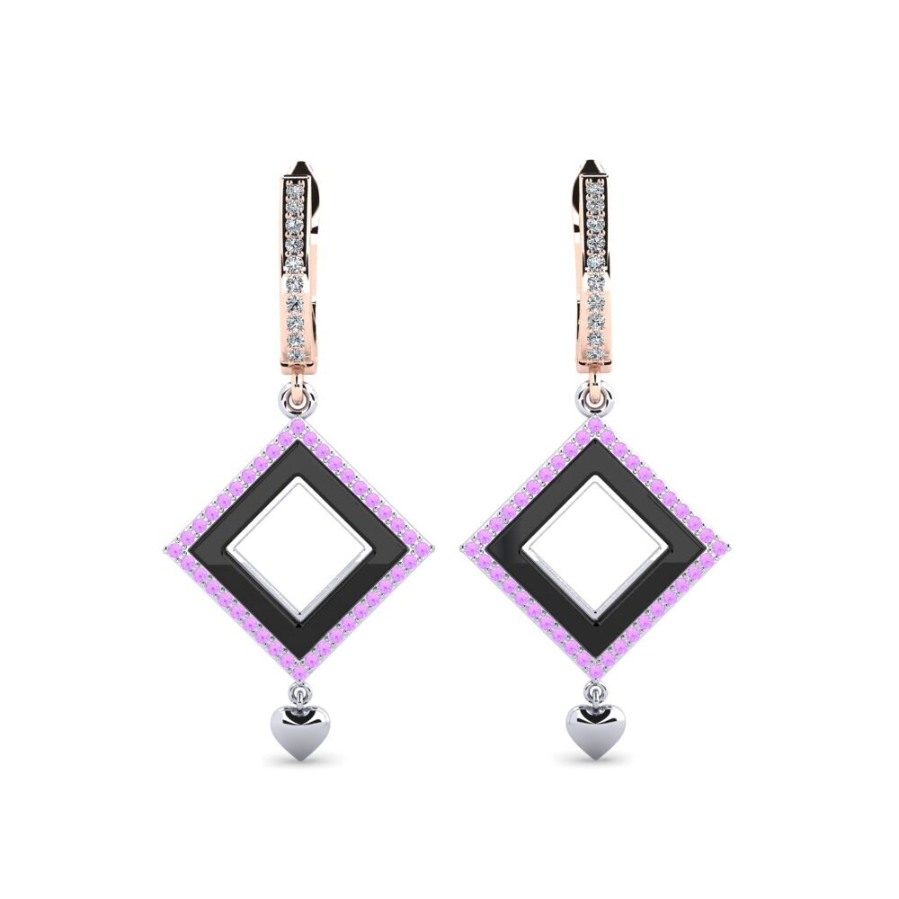 18ct White & Rose Gold Amethyst Women's Earring Nickson