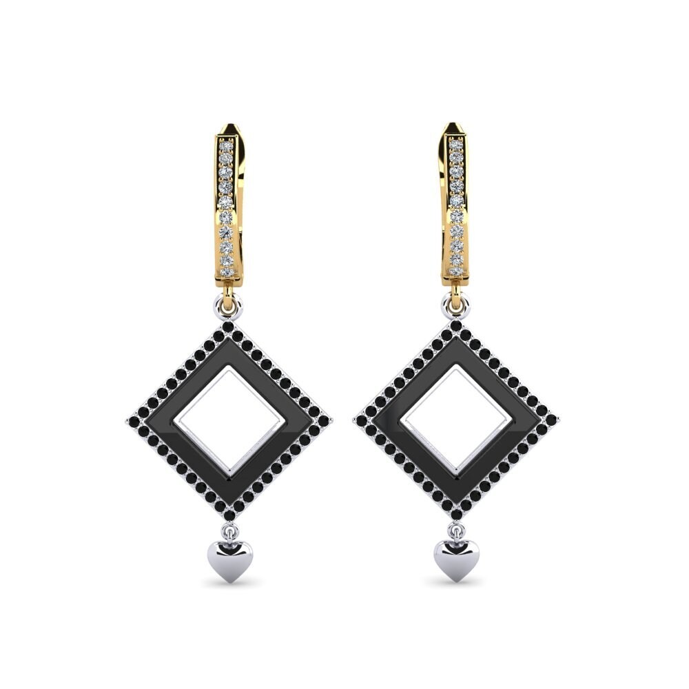9ct White & Yellow Gold Black Onyx Women's Earring Nickson