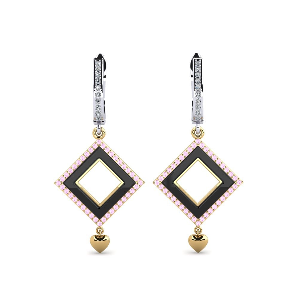 14ct Yellow & White Gold Pink Sapphire Women's Earring Nickson