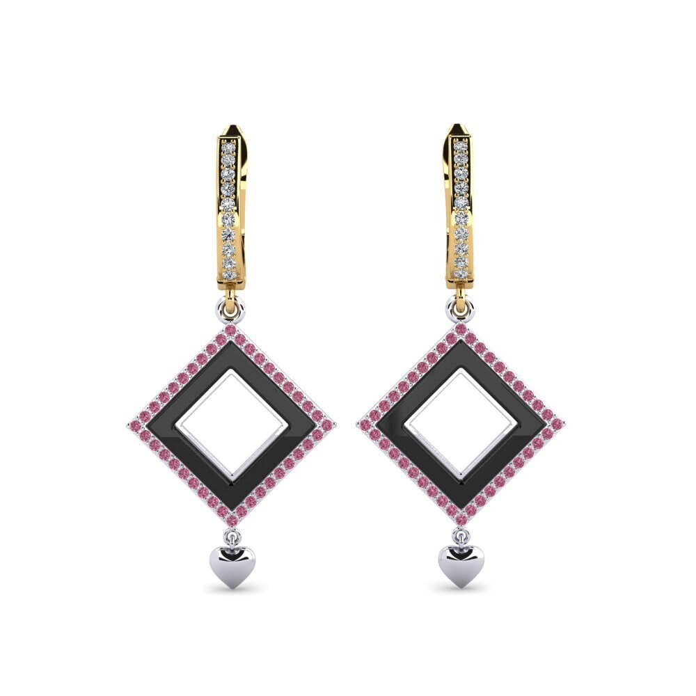 14ct White & Yellow Gold Rhodolite Garnet Women's Earring Nickson