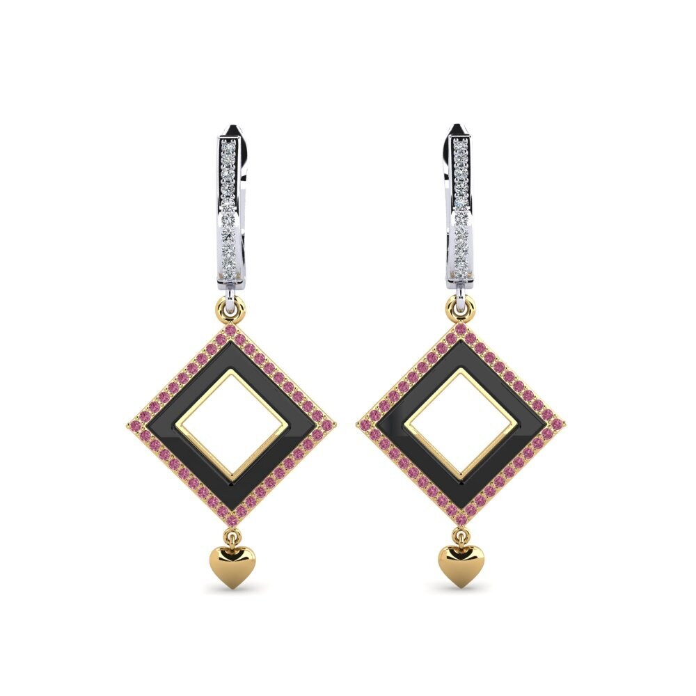 18ct Yellow & White Gold Rhodolite Garnet Women's Earring Nickson