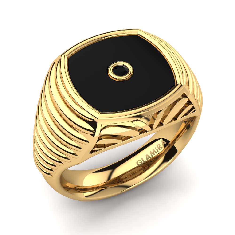 18ct Yellow Gold Black Sapphire Men's Ring Nicolas