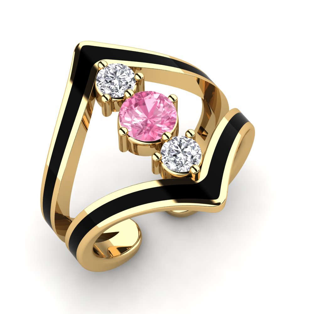 Or Jaune 14k Saphir Rose Bague Nidanen