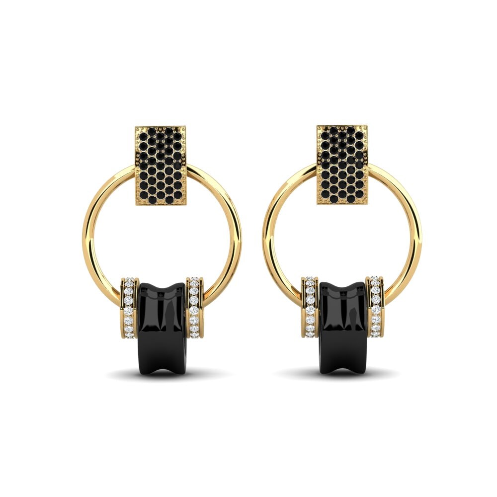 9ct Yellow Gold Black Onyx Women's Earring Niehaus