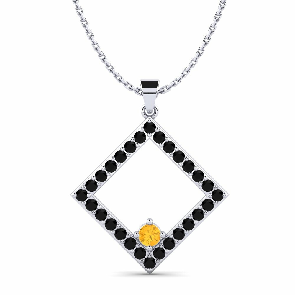 Round 0.1 Carat Fashion Citrine 18k White Gold Women s Pendant Nigel