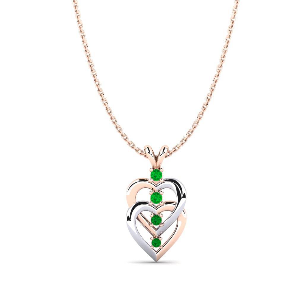 14ct Rose & White Gold Emerald Women's Pendant Niger