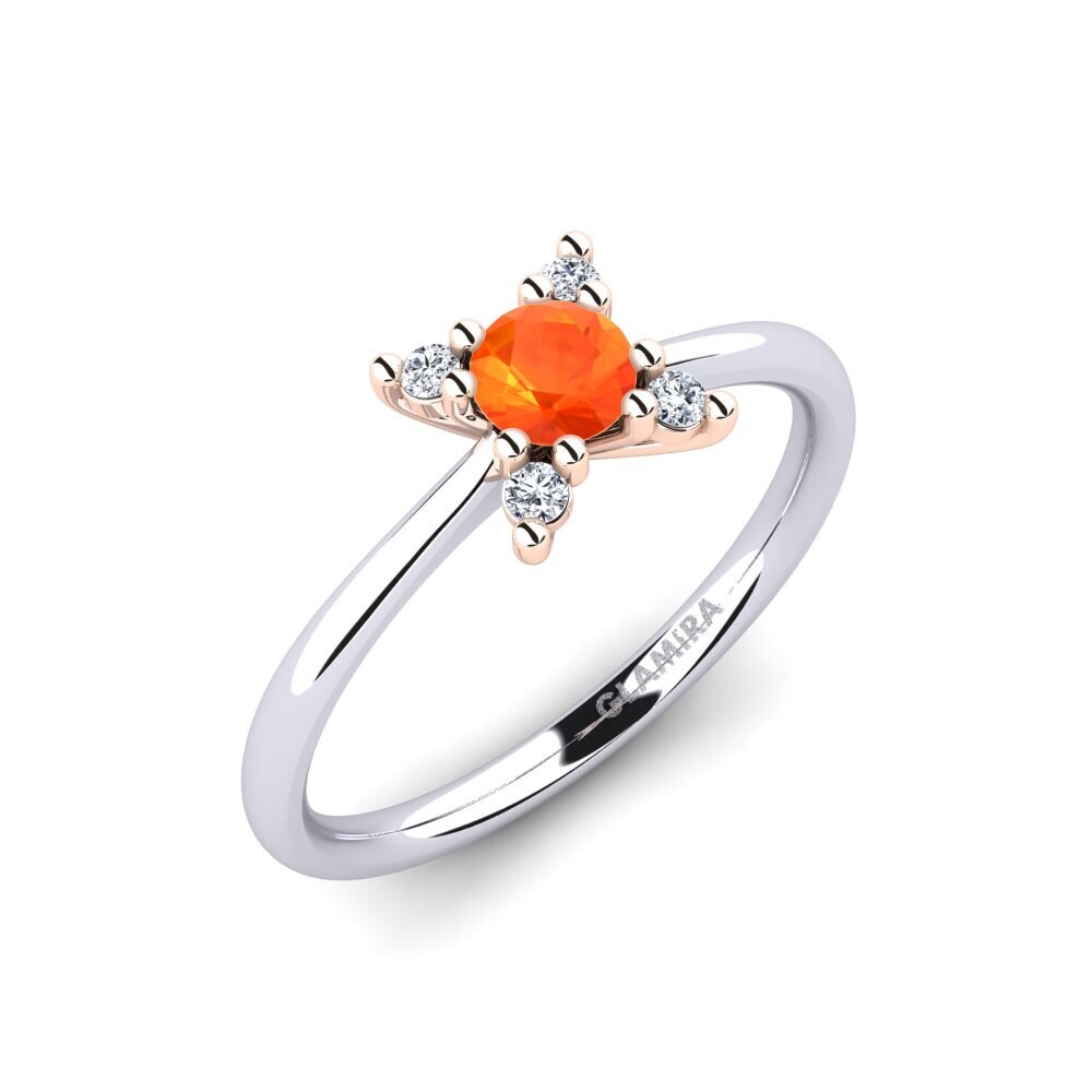 14ct White & Rose Gold Fire Opal Engagement Ring Nikkole