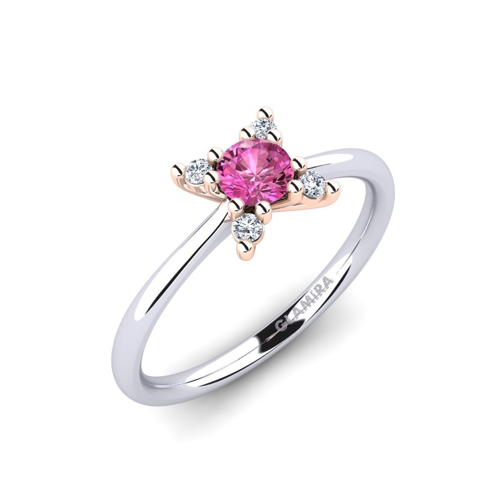 14ct White & Rose Gold Pink Topaz Engagement Ring Nikkole