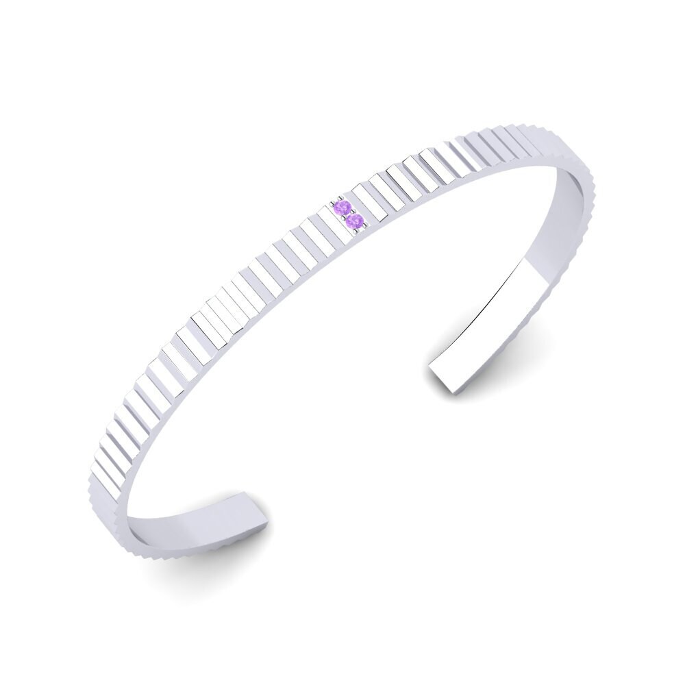 925 Silver Round Amethyst Men's Bracelet Nikolai Large