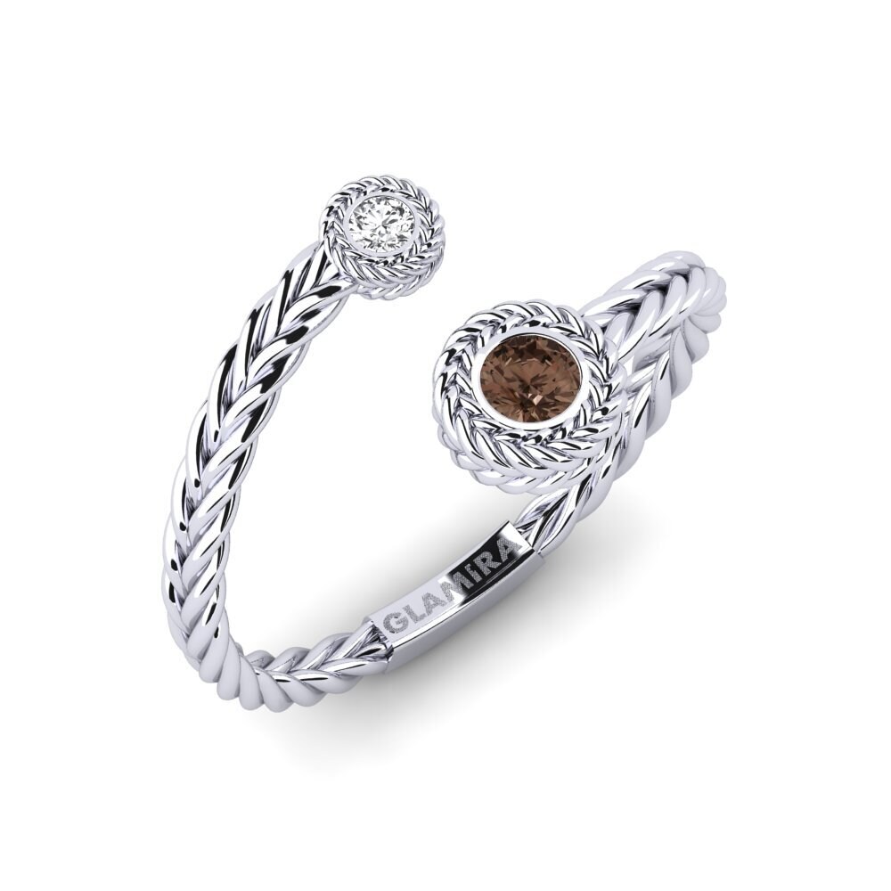 White Silver Smoky Quartz Ring Nilam
