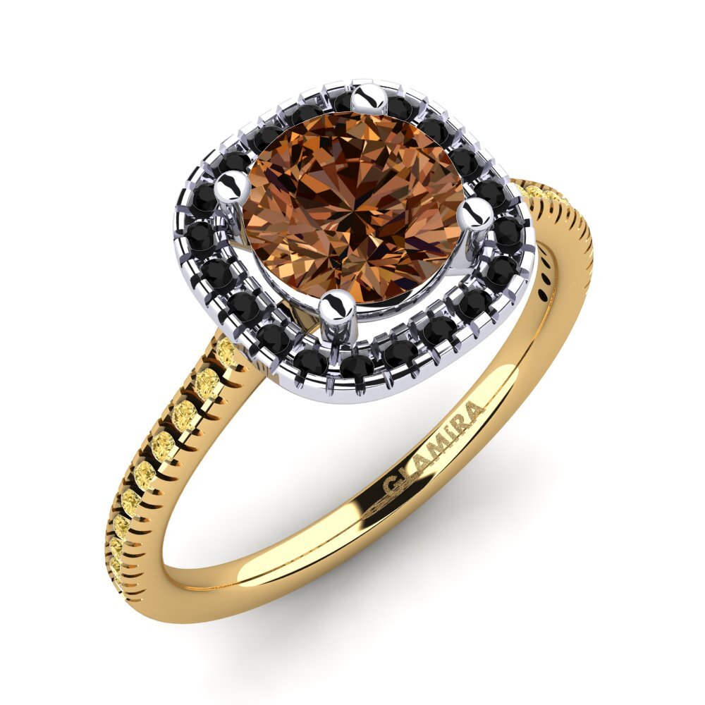 18k Oro Amarillo & Blanco Anillo de compromiso Nillson