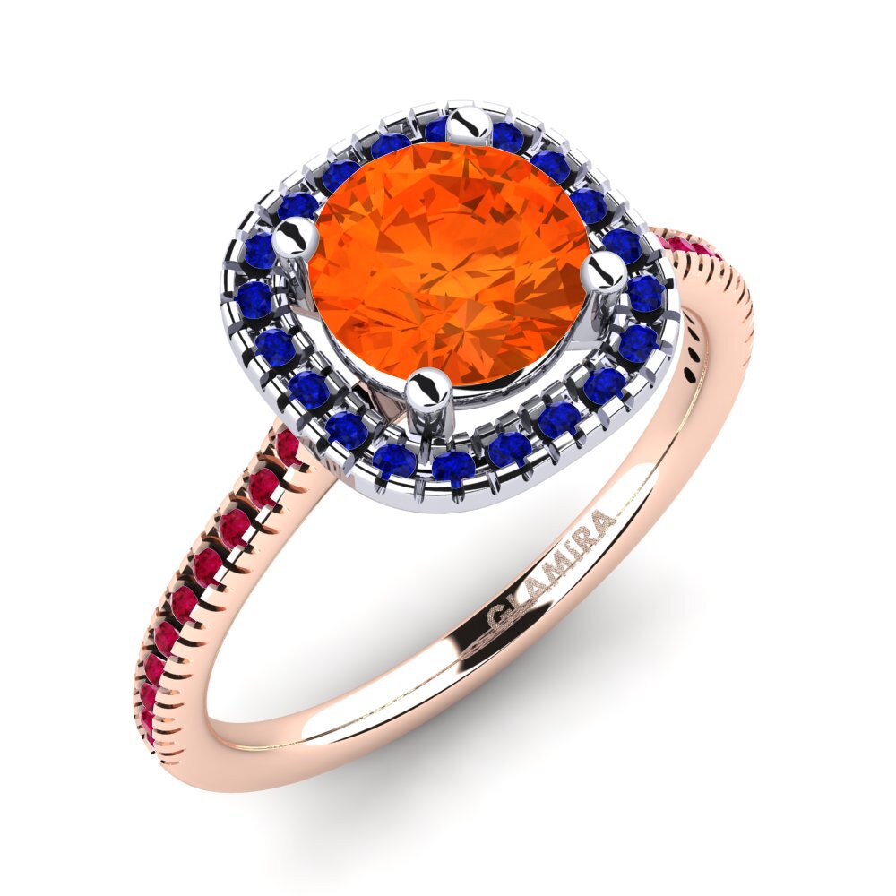 18K Rose & White Gold Fire-Opal Engagement Ring Nillson