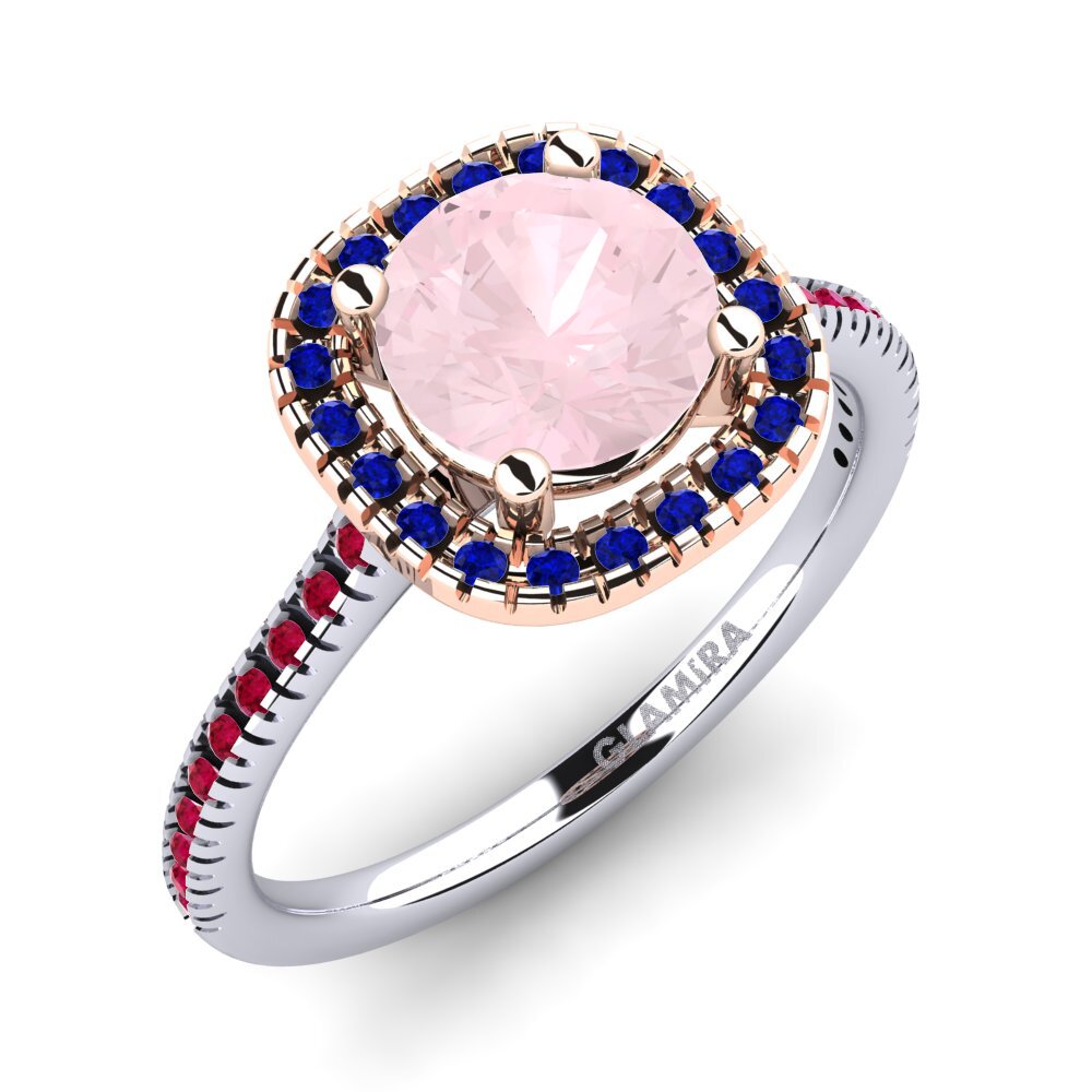 18K White & Rose Gold Rose Quartz Engagement Ring Nillson