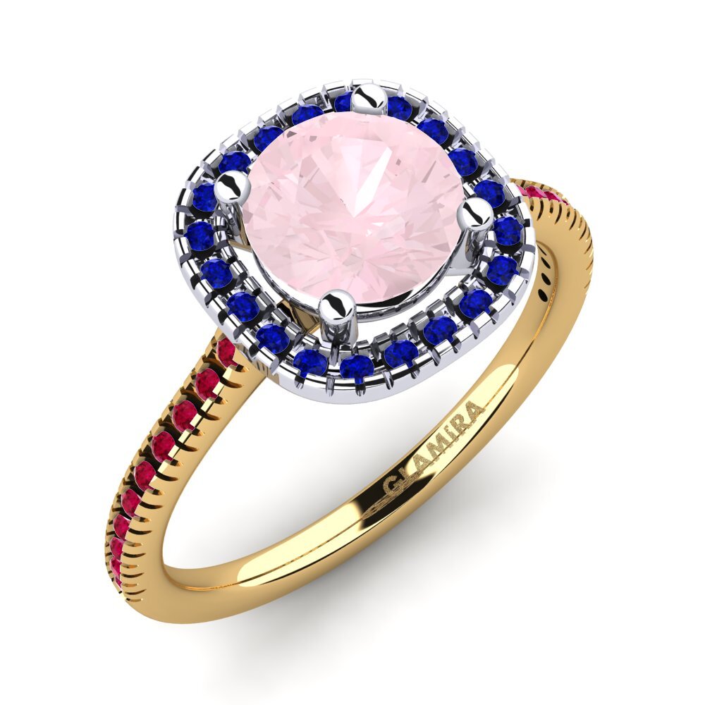18K Yellow & White Gold Rose Quartz Engagement Ring Nillson