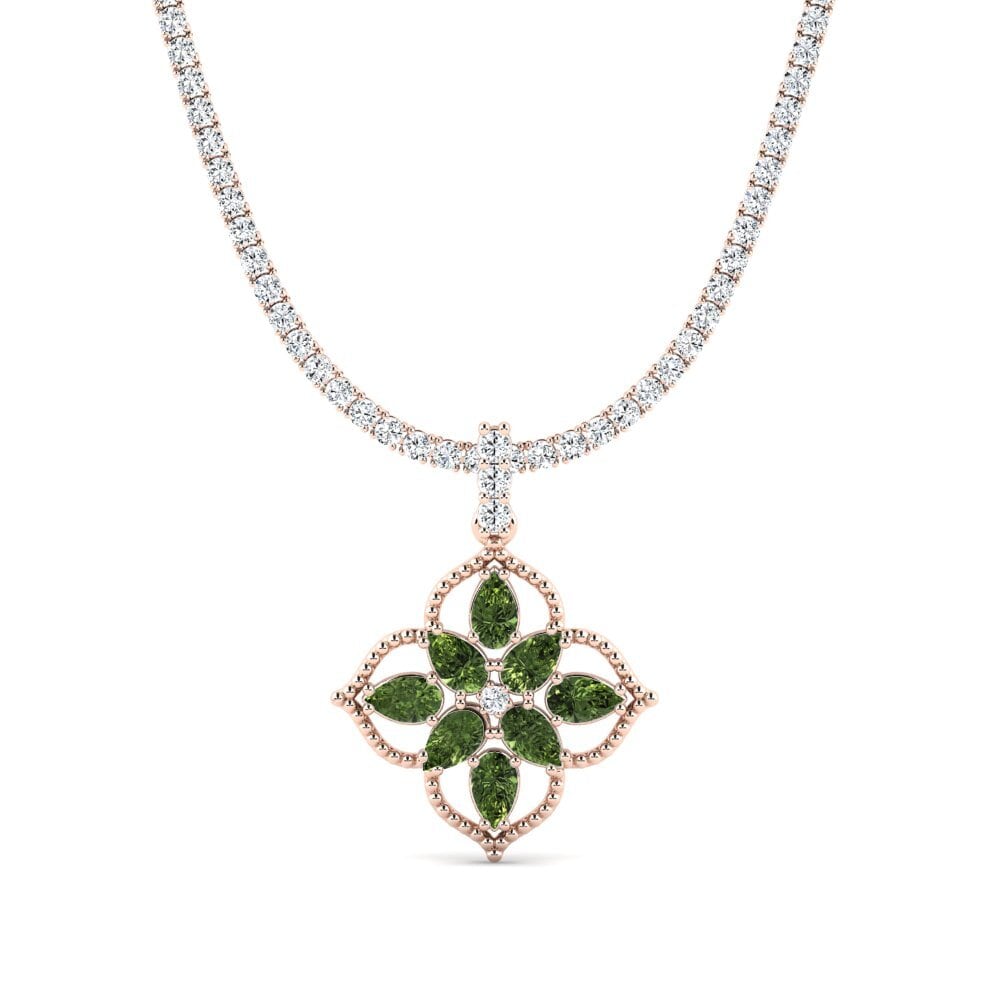 14k Oro Rosa Zafiro Verde Tennis Nimbion