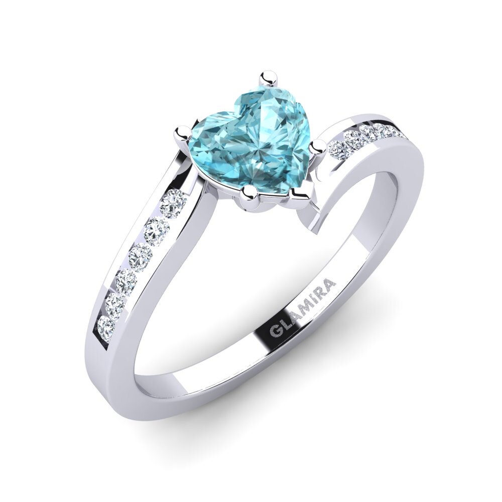 950 Platinum Blue Zircon Women's Ring Nina