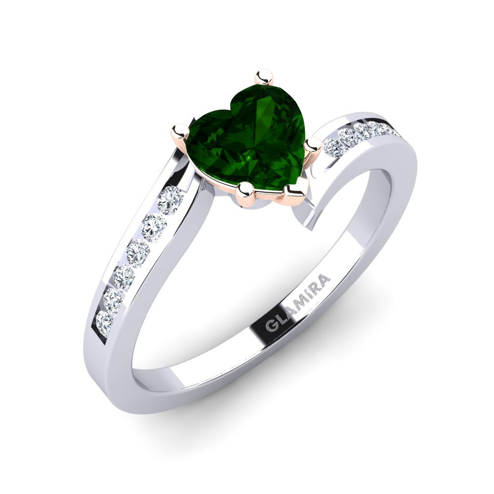 9k White & Rose Gold Green Tourmaline Women's Ring Nina