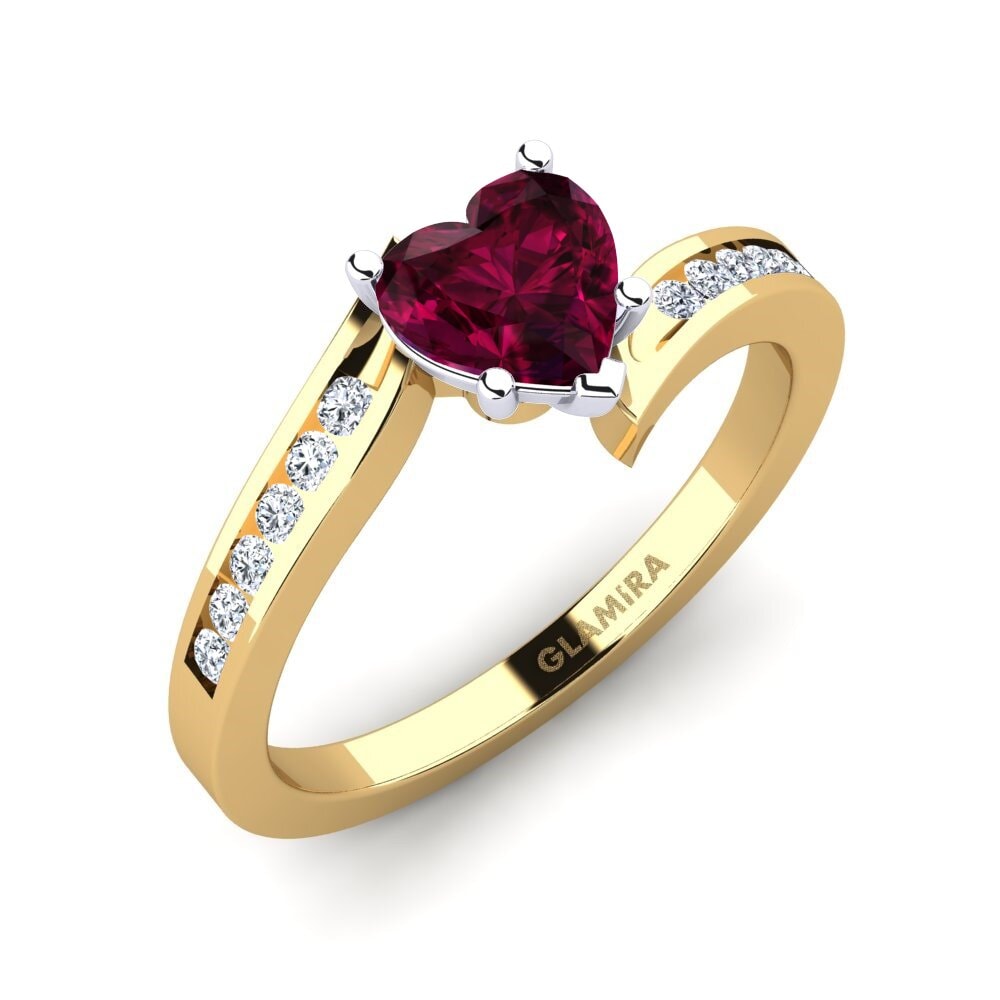 14ct Yellow & White Gold Rhodolite Garnet Women's Ring Nina