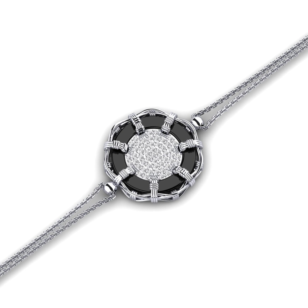 Platino 950 Zafiro blanco Pulsera de Mujer Ninaf