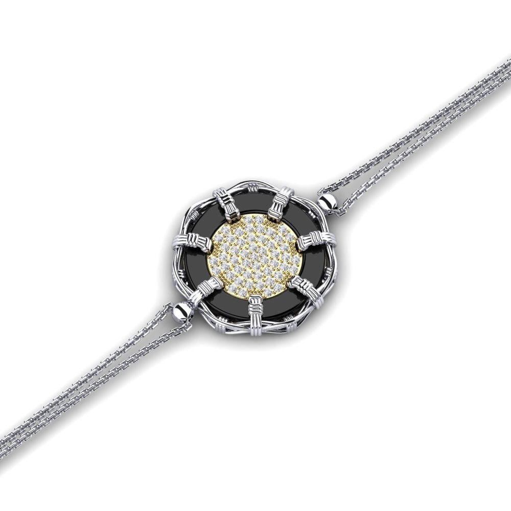 9ct White & Yellow Gold White sapphire Women's Bracelet Ninaf