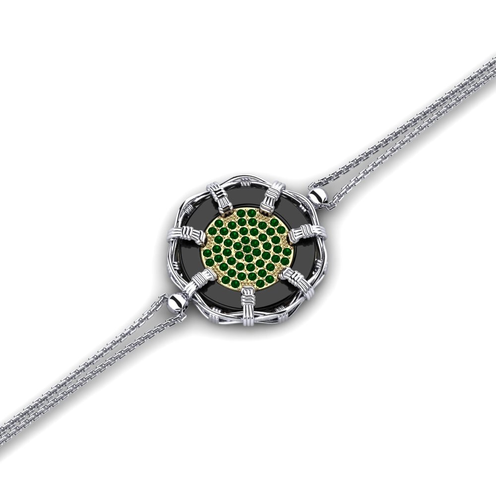 9ct White & Yellow Gold Green Zirconia Women's Bracelet Ninaf