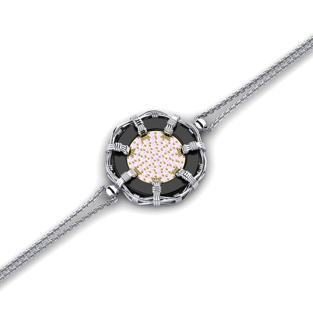 9ct White / Yellow Gold Pink Sapphire Women's Bracelet Ninaf